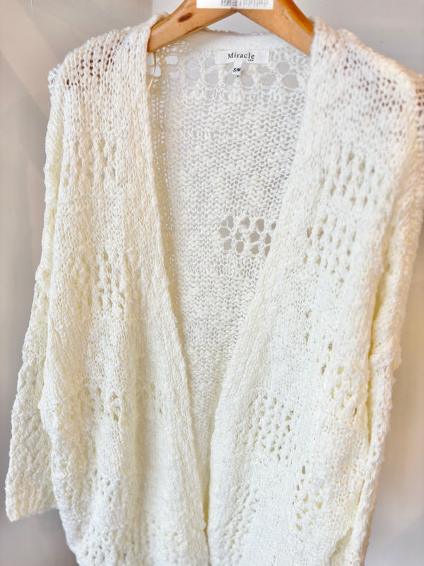 Miracle Openwork knitting Cardigan/White