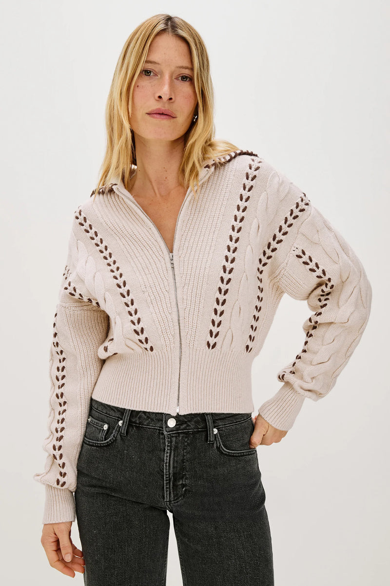 Lune Sweater Oatmeal Brown Whip Stitch