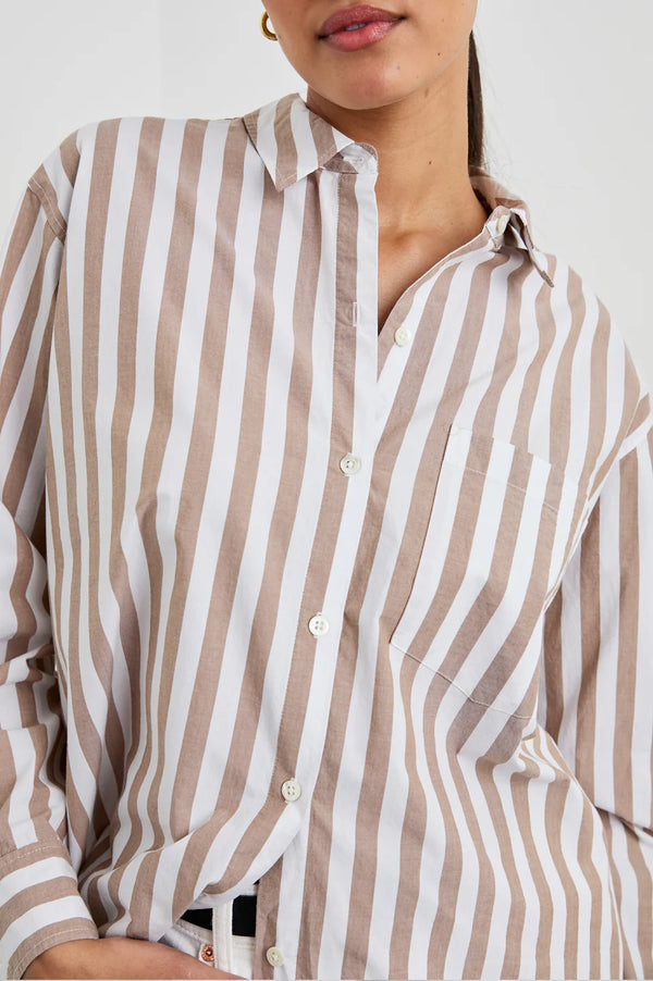 Elsa Shirt Russet White Stripe🤎