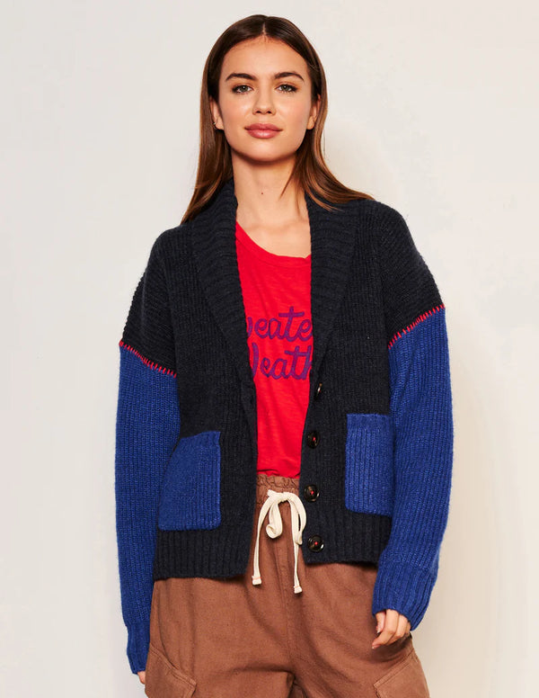 WOMEN'S SHAWL COLLAR CARDI IN DEEP NAVY