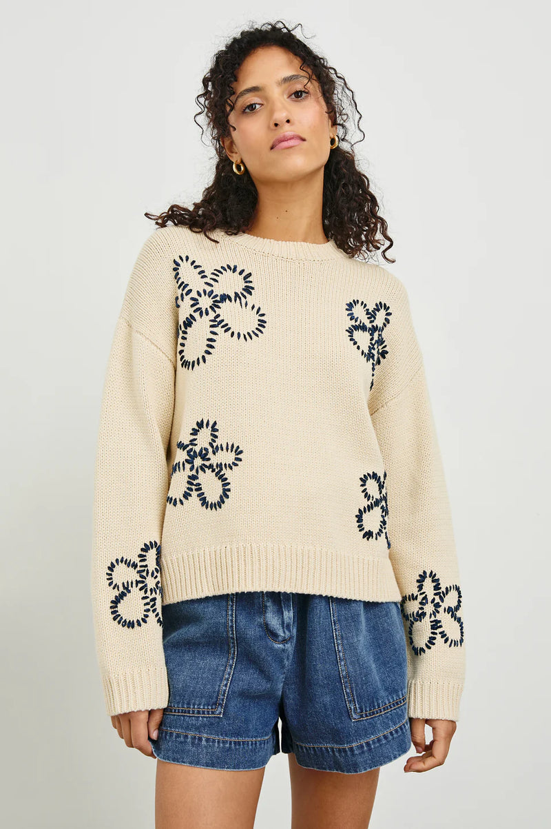 Zoey Sweater Stitched Daisies