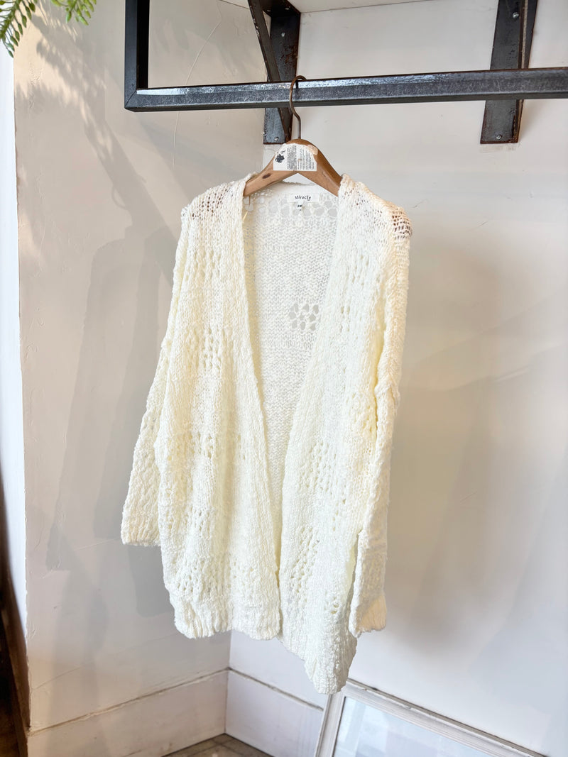 Miracle Openwork knitting Cardigan/White