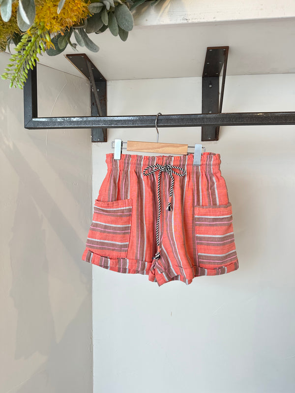 GUAZE STRIPE SHORT BRIGHT CORAL BCOR