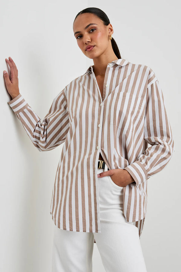 Elsa Shirt Russet White Stripe🤎