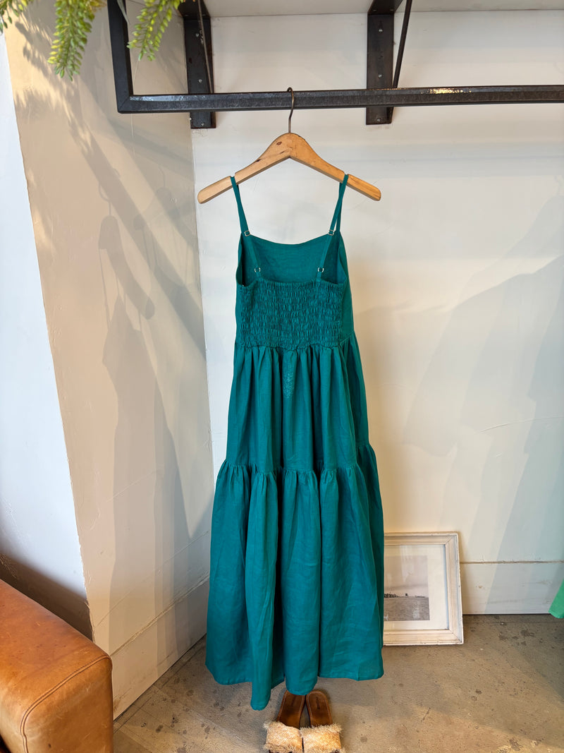 TWOKEYS  /SHIRRING CAMI  DRESS /IVY Green shirring