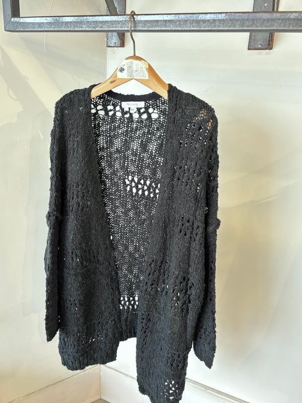Miracle Openwork knitting Cardigan/ BLACK