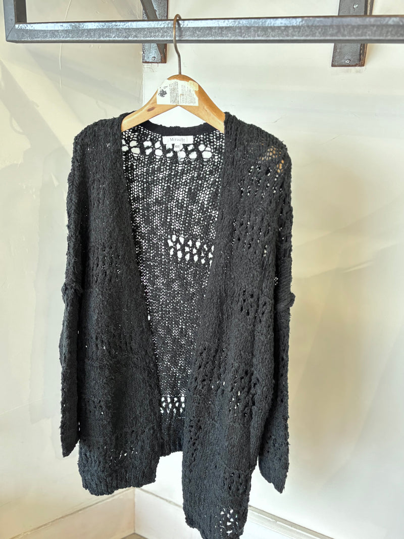 Miracle Openwork knitting Cardigan/ BLACK