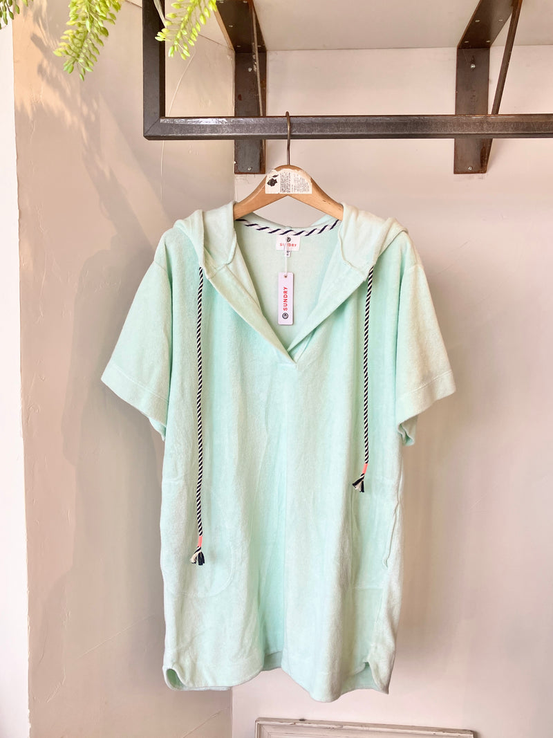 LOOP TERRY HOODIE DRESS ELECTRIC LEMON ELLE