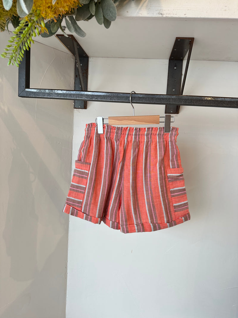 GUAZE STRIPE SHORT BRIGHT CORAL BCOR