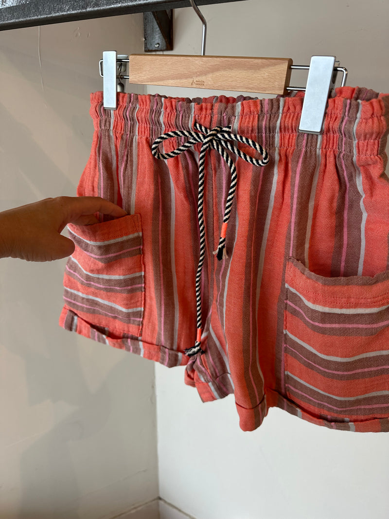 GUAZE STRIPE SHORT BRIGHT CORAL BCOR