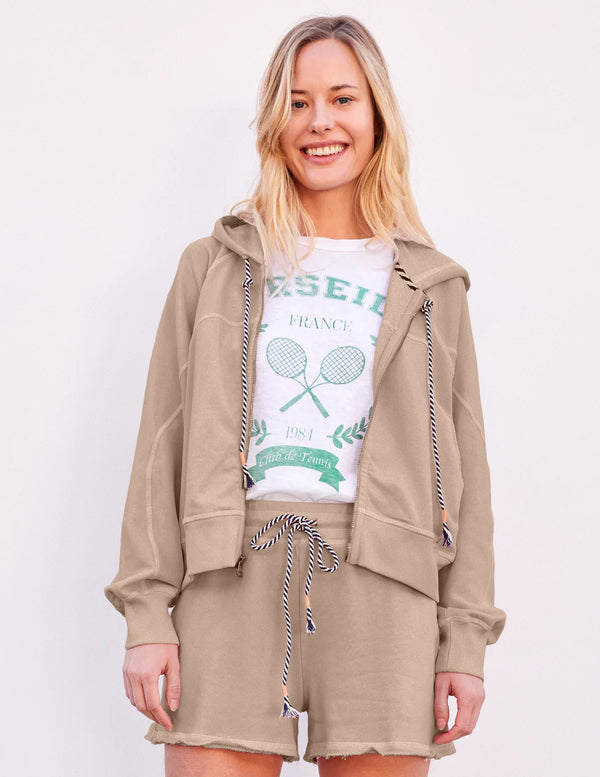 WOMEN'S HORIZON ZIP HOODIE IN TAUPE