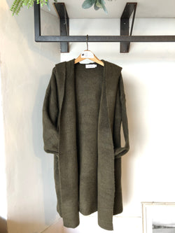 MIRACLE  KNIT HOOD CARDIGAN OLIVE