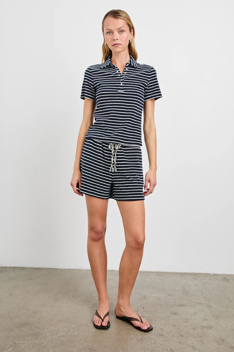 Teddy Short Navy Ivory Stripe
