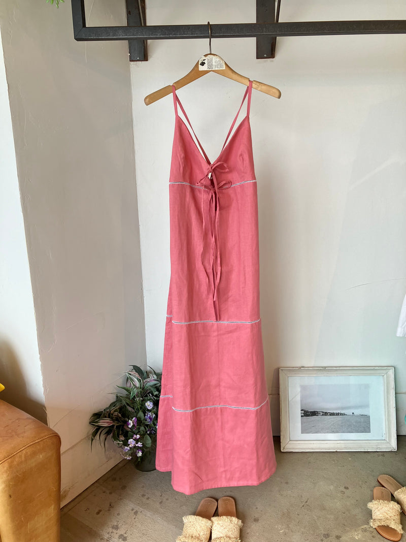 TWOKEYS  LINEN DRESS 🩷Camellia pink