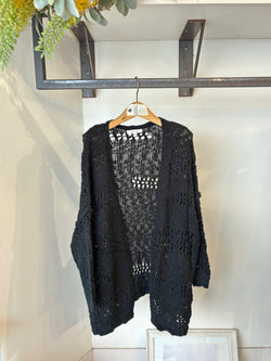 Miracle Openwork knitting Cardigan/ BLACK