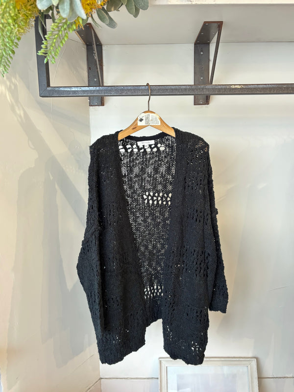 Miracle Openwork knitting Cardigan/ BLACK