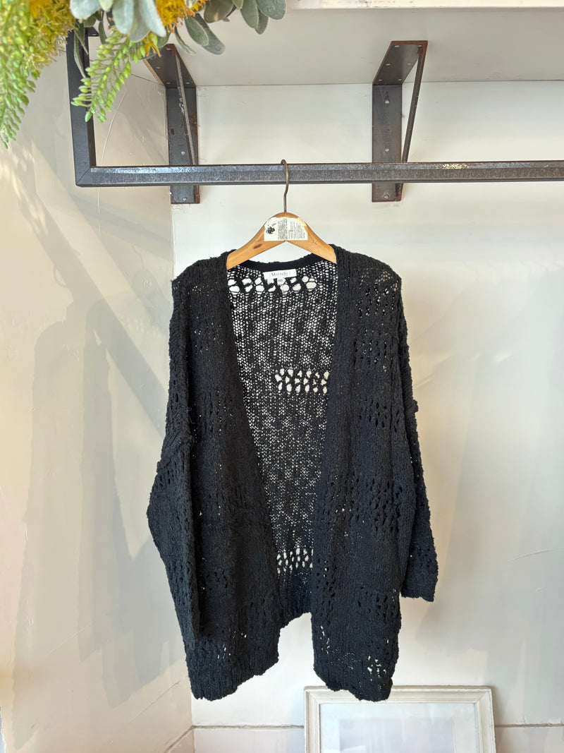 Miracle Openwork knitting Cardigan/ BLACK