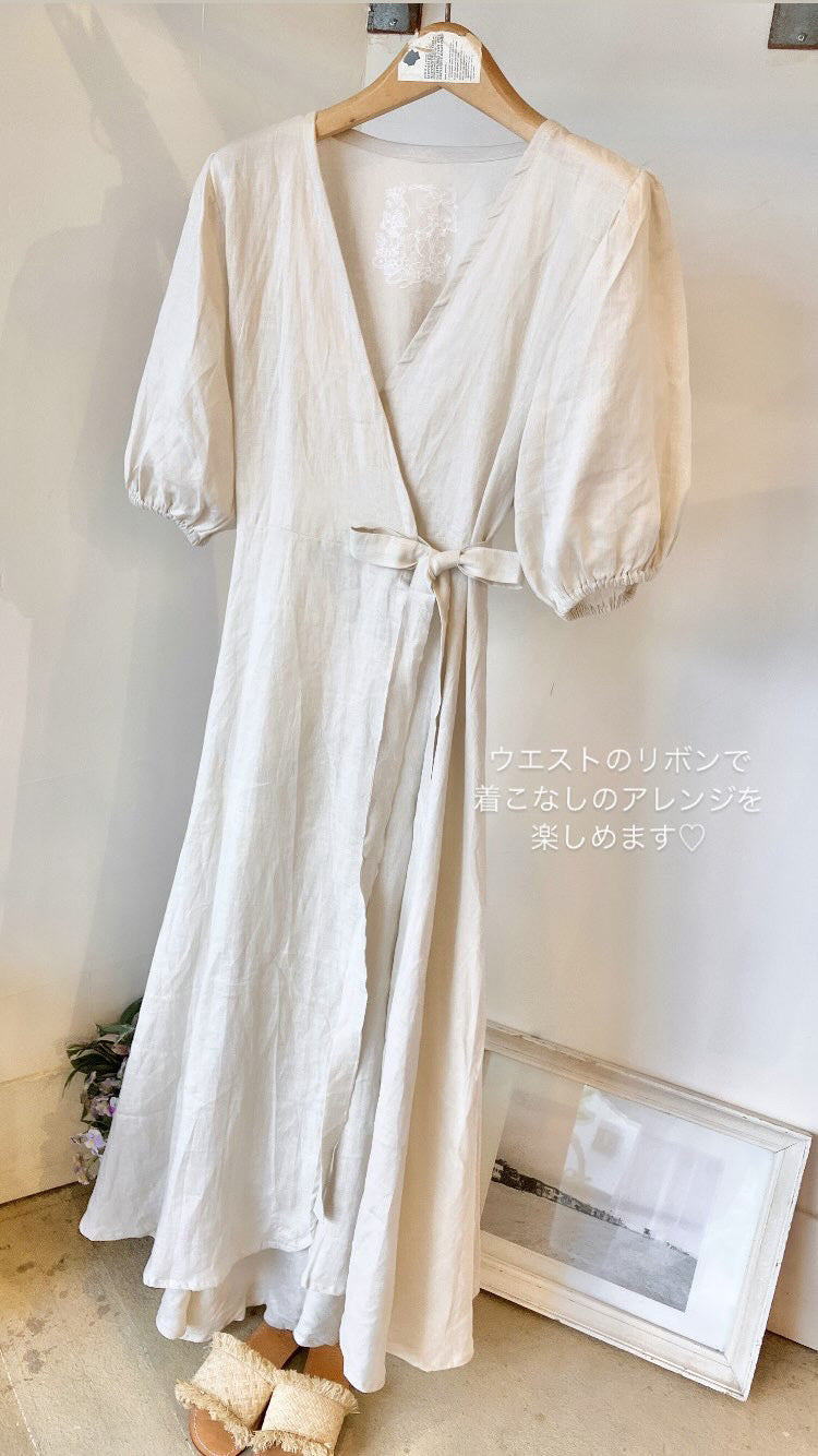 TWOKEYS /puff sleeve dress /natural