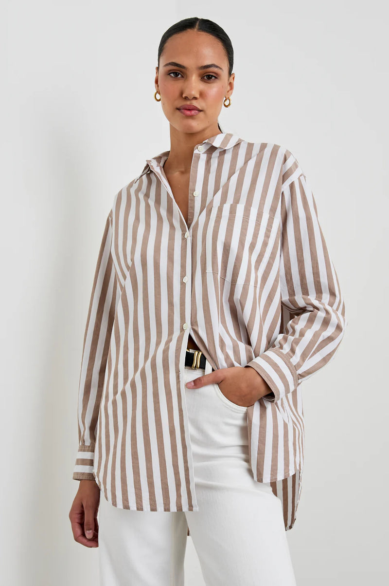 Elsa Shirt Russet White Stripe🤎