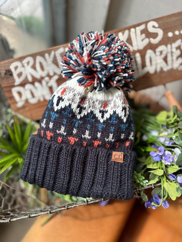 Girty's Key Select/ Pom Pom KNITHAT/ multicolored