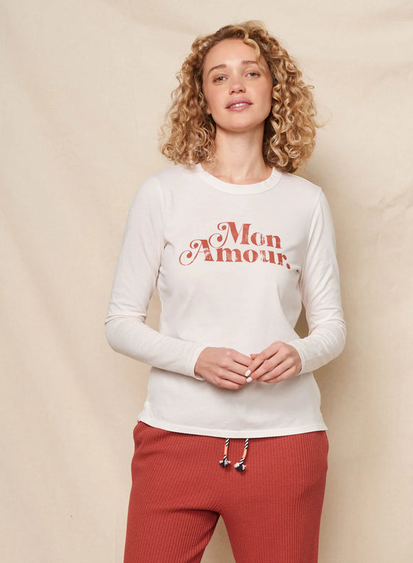 WOMEN'S MON AMOUR LONG SLEEVE CREW IN OYSTER