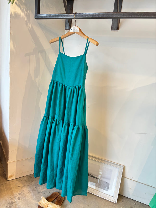 TWOKEYS  /SHIRRING CAMI  DRESS /IVY Green shirring