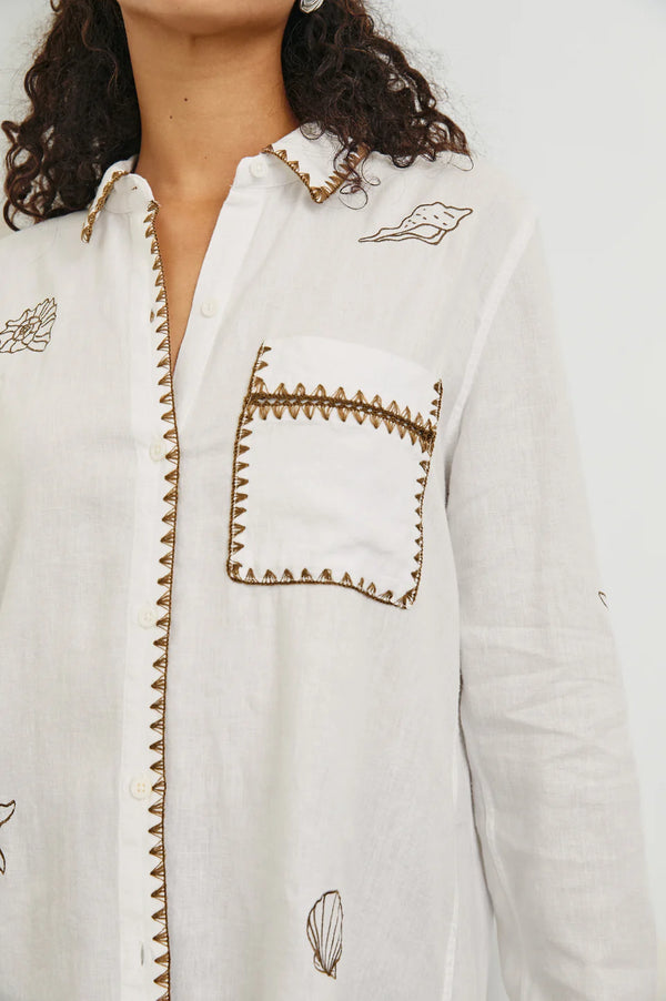 Saya Shirt White Marine Embroidery