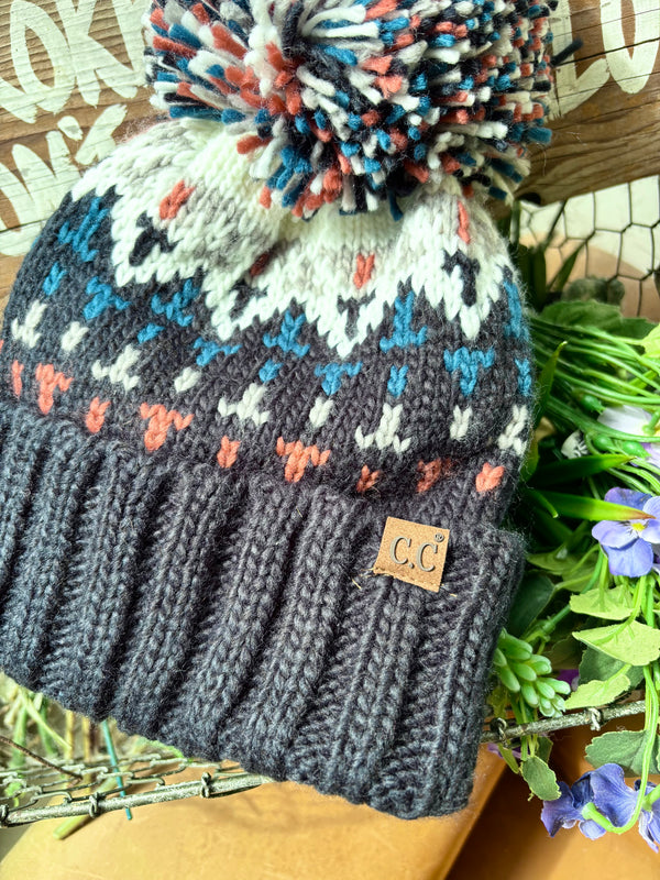 Girty's Key Select/ Pom Pom KNITHAT/ multicolored
