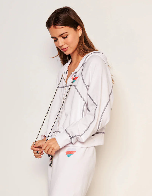 WOMEN'S HEART ZIP HOODIE IN OPTIC WHITE