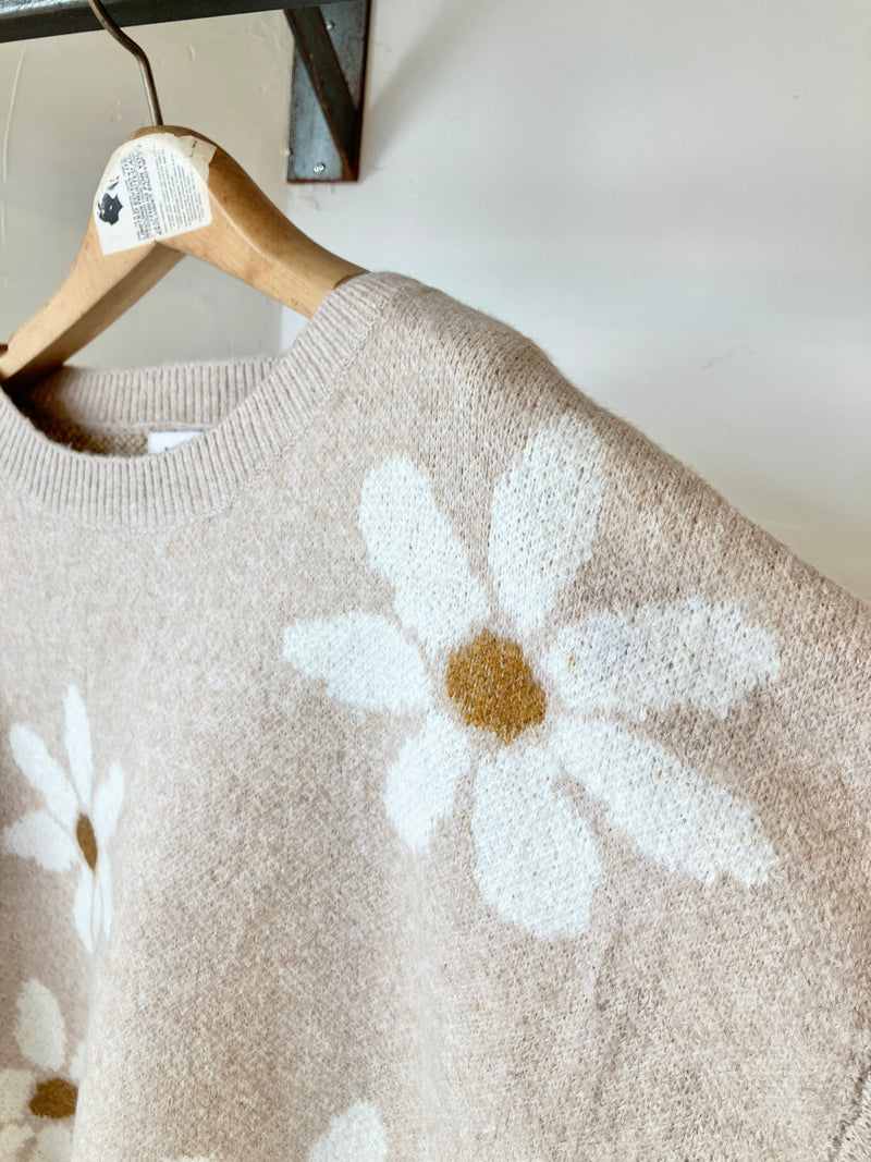 FLORAL KNIT NATURAL BEIGE