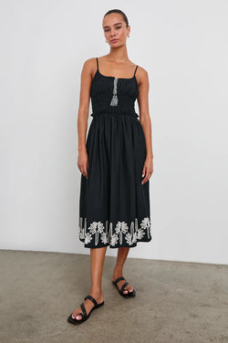 Baja Dress Black Ivory Palm Trees