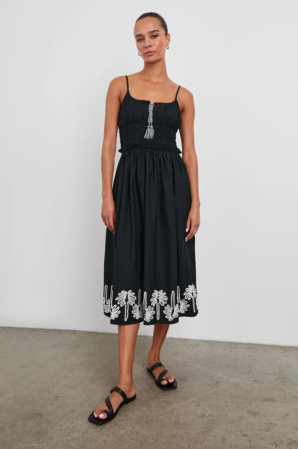 Baja Dress Black Ivory Palm Trees