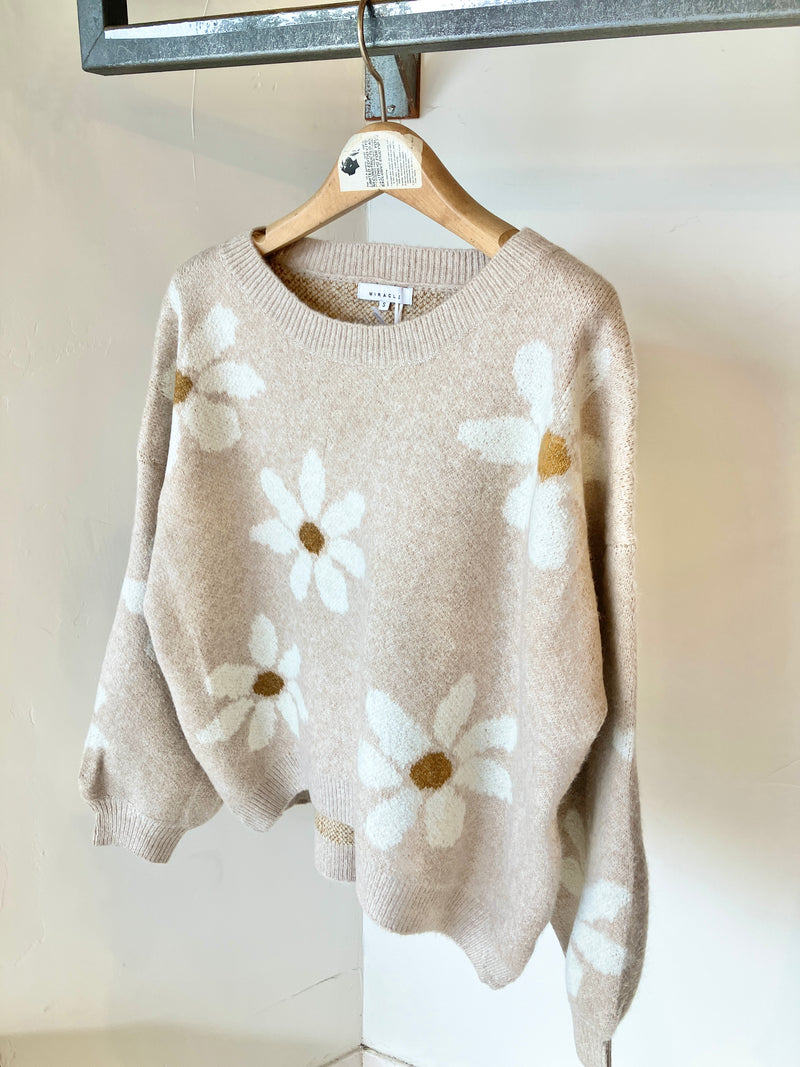 FLORAL KNIT NATURAL BEIGE