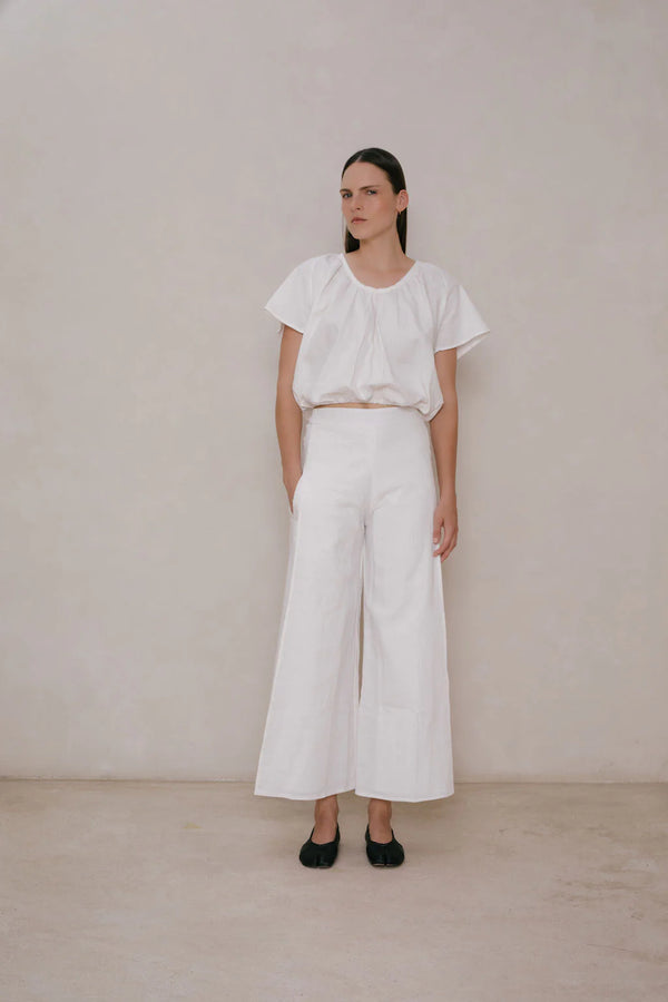 SLIT WIDE PANT white