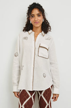 Saya Shirt White Marine Embroidery