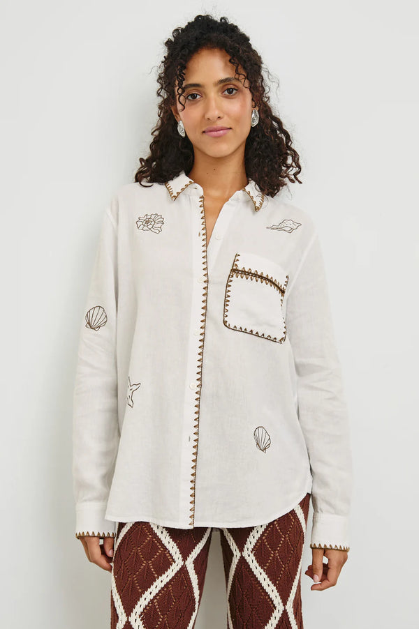 Saya Shirt White Marine Embroidery