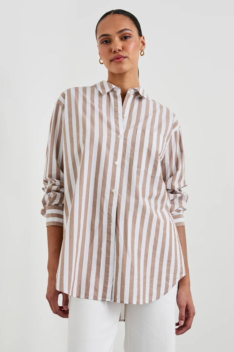 Elsa Shirt Russet White Stripe🤎