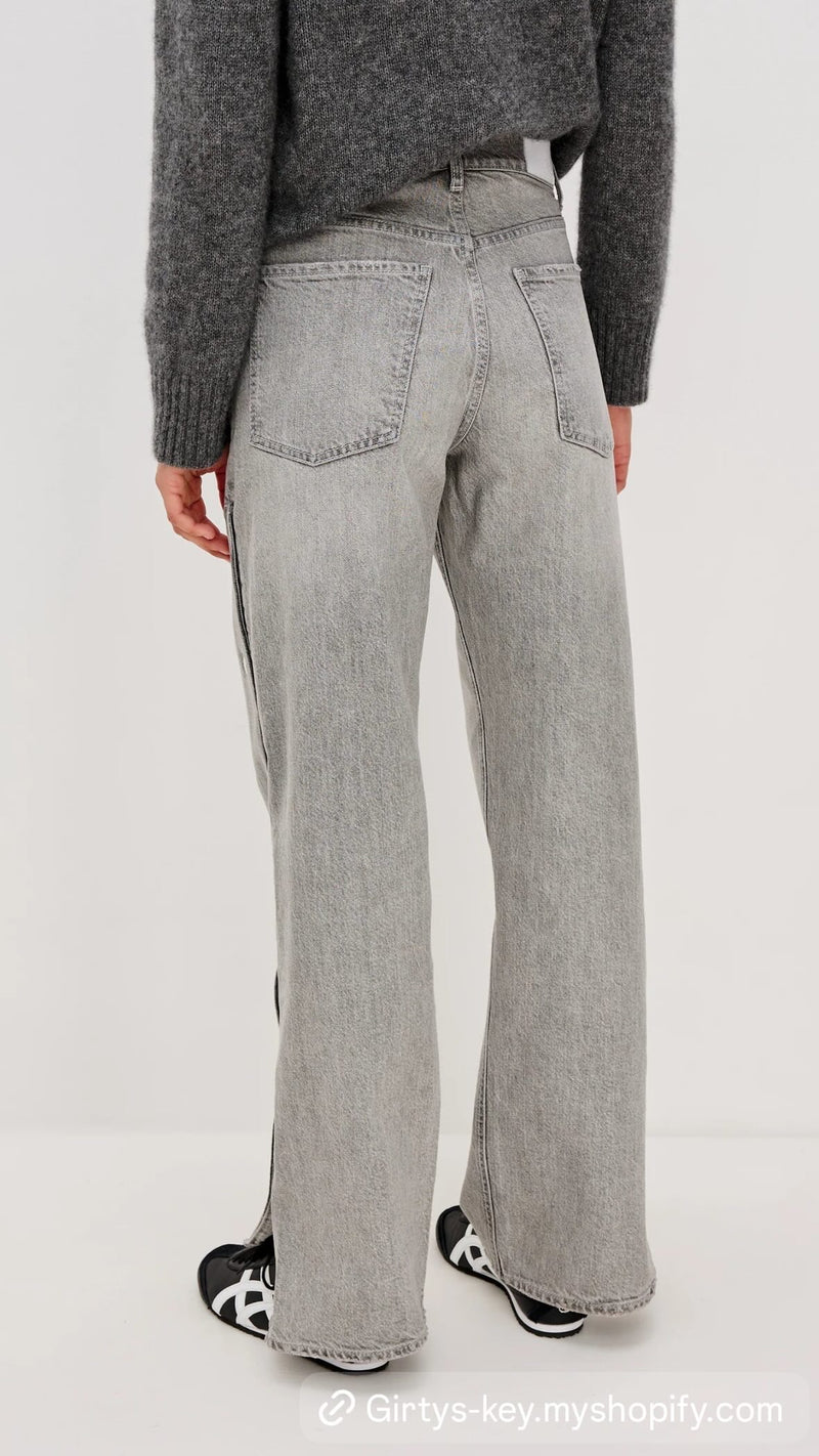 Del Mar Boyfriend Stone Grey Studded