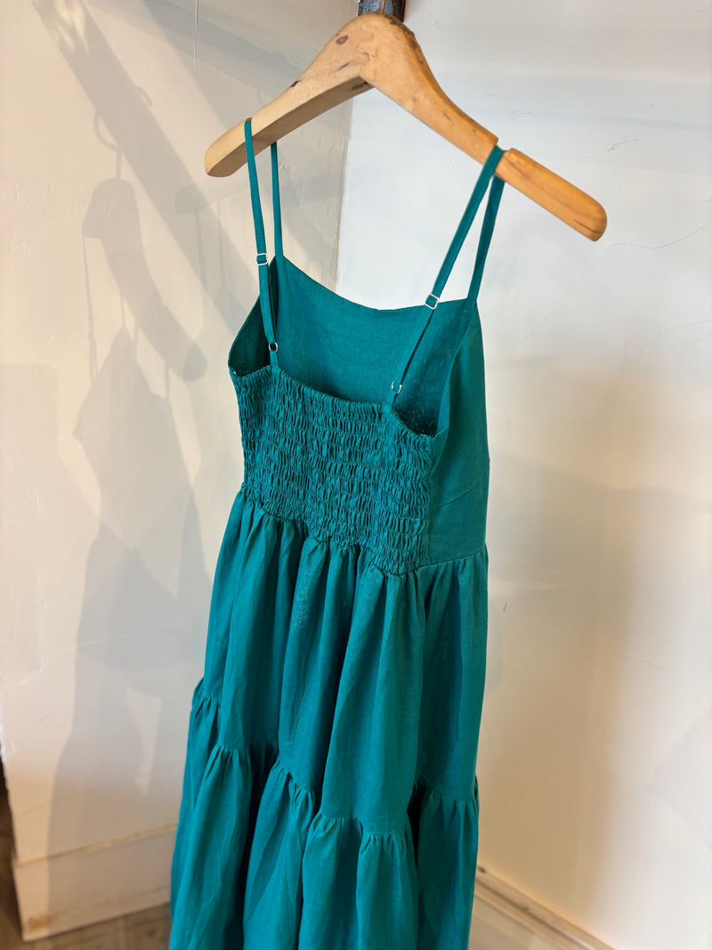 TWOKEYS  /SHIRRING CAMI  DRESS /IVY Green shirring