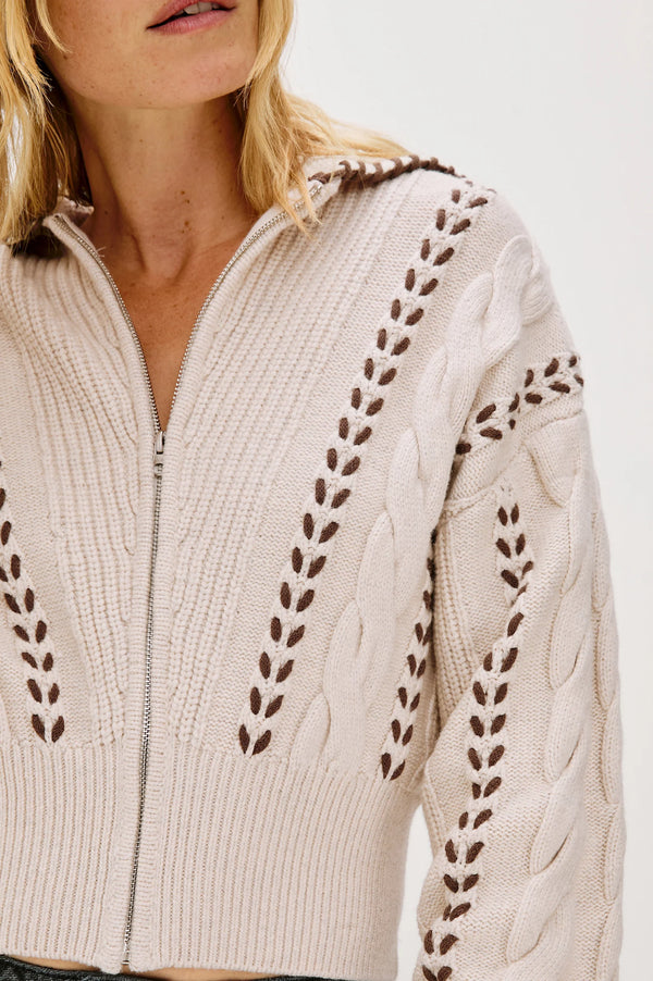 Lune Sweater Oatmeal Brown Whip Stitch