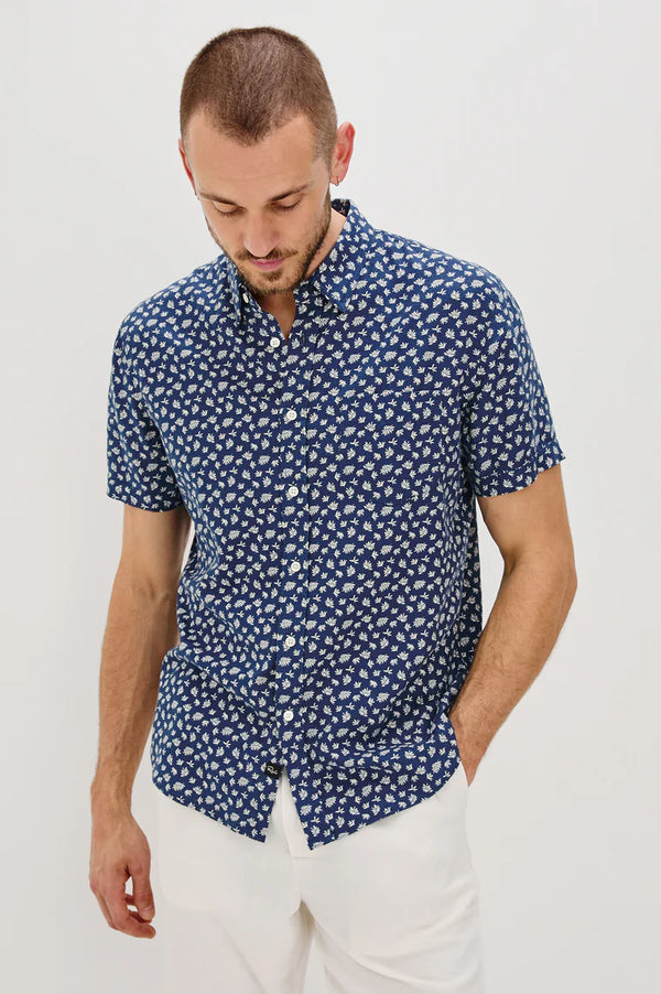 Carson Shirt Nervous Leaf Blue