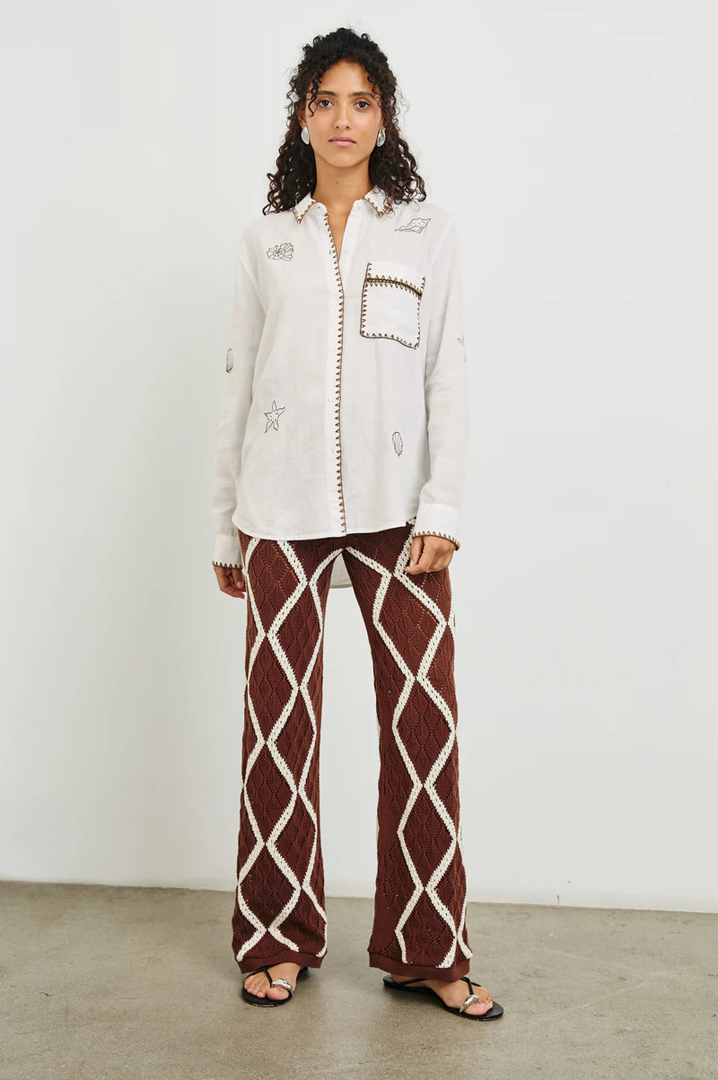 Saya Shirt White Marine Embroidery