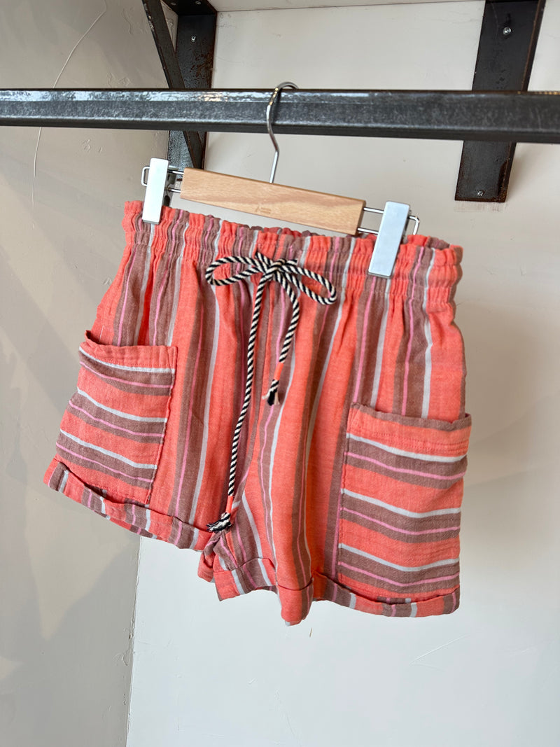 GUAZE STRIPE SHORT BRIGHT CORAL BCOR