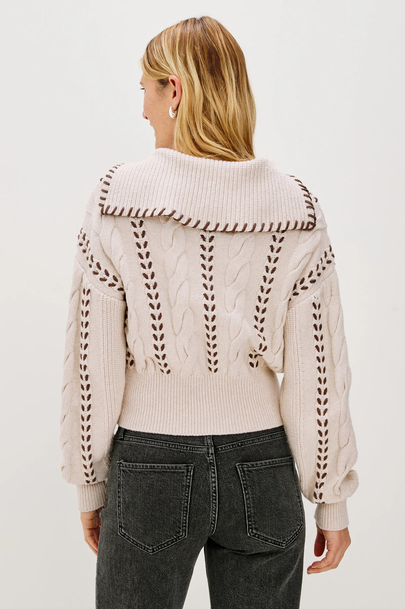 Lune Sweater Oatmeal Brown Whip Stitch