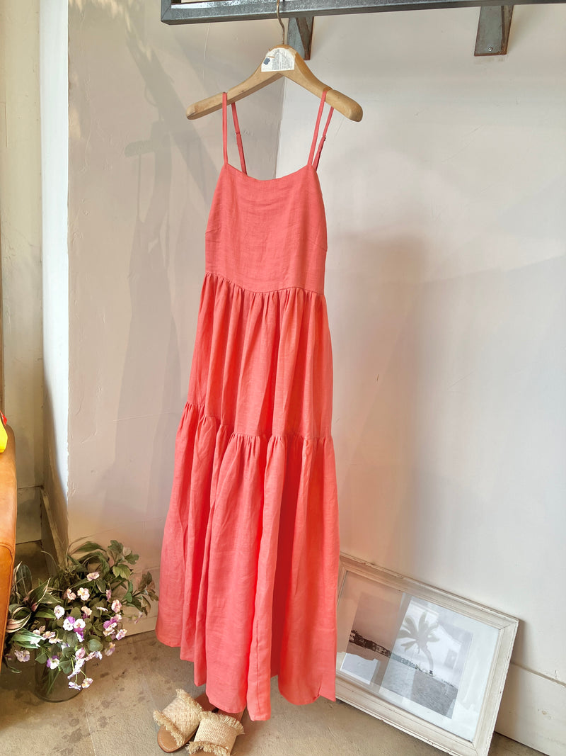 TWOKEYS  /SHIRRING CAMI  DRESS /Choral pink🍑