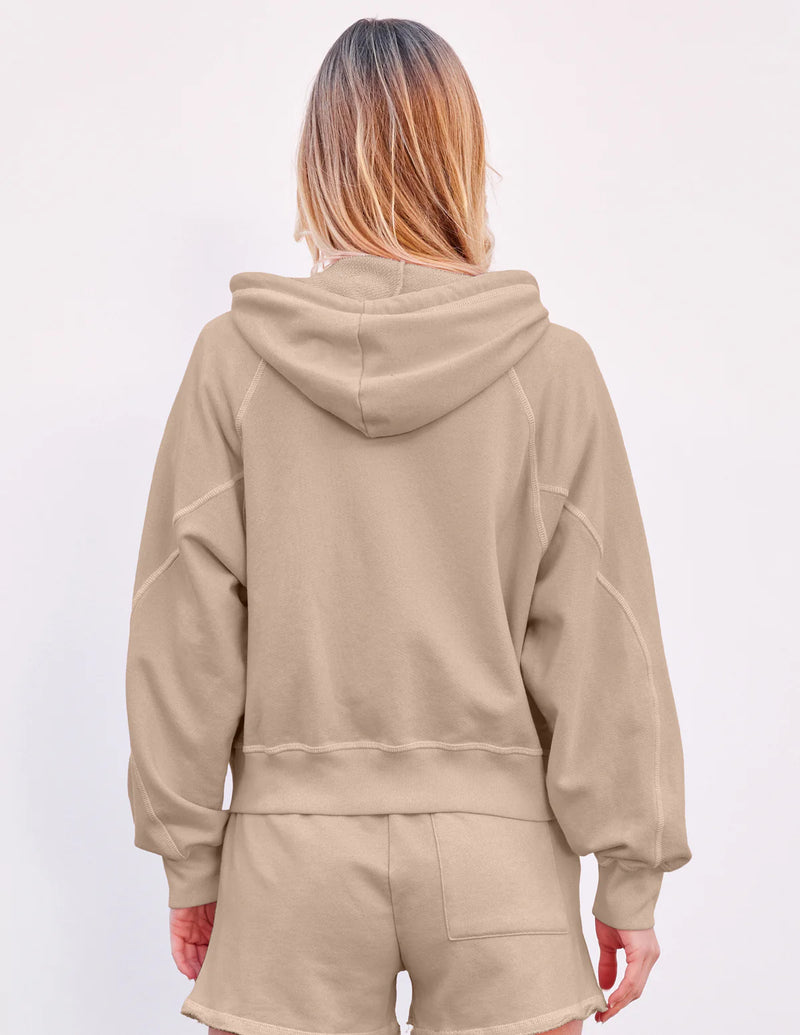 WOMEN'S HORIZON ZIP HOODIE IN TAUPE