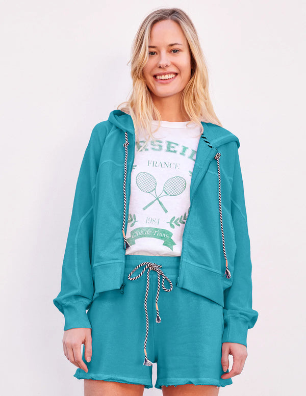 WOMEN'S HORIZON ZIP HOODIE IN DUSTY AQUA