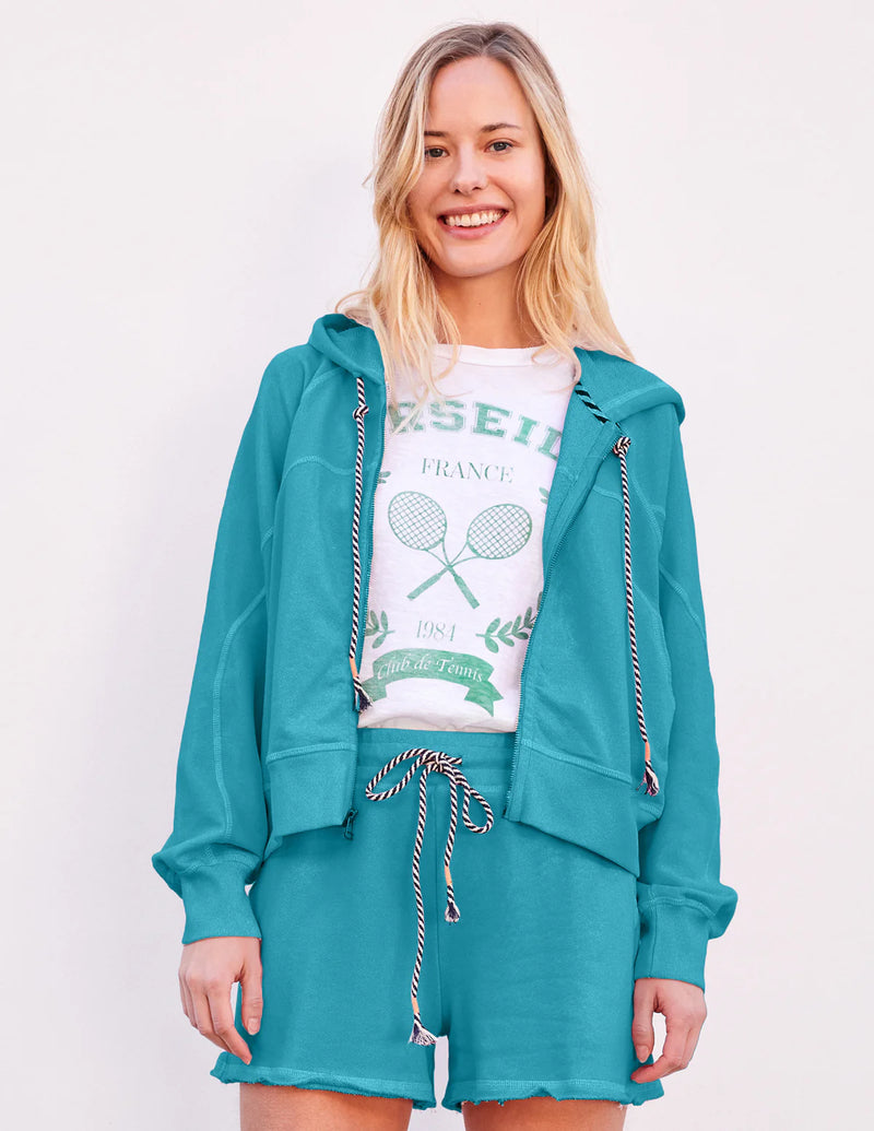 WOMEN'S HORIZON ZIP HOODIE IN DUSTY AQUA