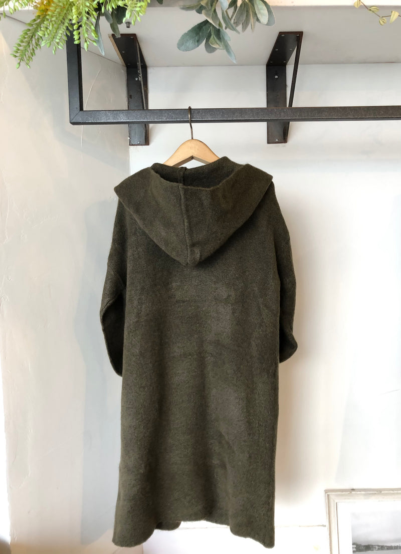 MIRACLE  KNIT HOOD CARDIGAN OLIVE