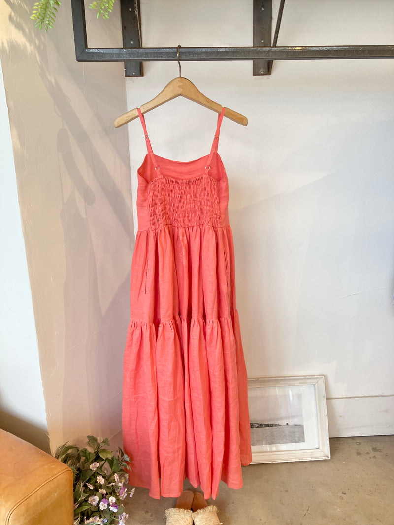 TWOKEYS  /SHIRRING CAMI  DRESS /Choral pink🍑